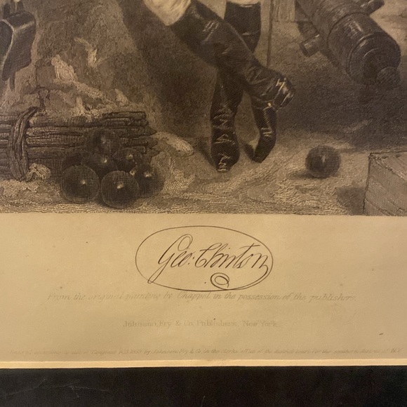 Rare antique, 1853 steel engraving of general George Clinton - Picture 3 of 3